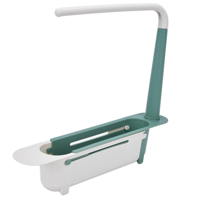 Telescopic Sink Storage Rack, Length Freely Adjustable Sink Rack Large Capacity Sink Caddy Sponge Holder Drain Basket PP Expandable Sink Organizer for Home Kitchen Bathroom