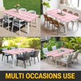 thumbnail image 5 of Pink Plaid Table Cloths for 3 Foot Rectangle Tables, Modern Art Checkered Farmhouse Patio Waterproof Elastic Fitted Tablecloths, Washable Rectangular Table Cover for Camping, 5 of 8