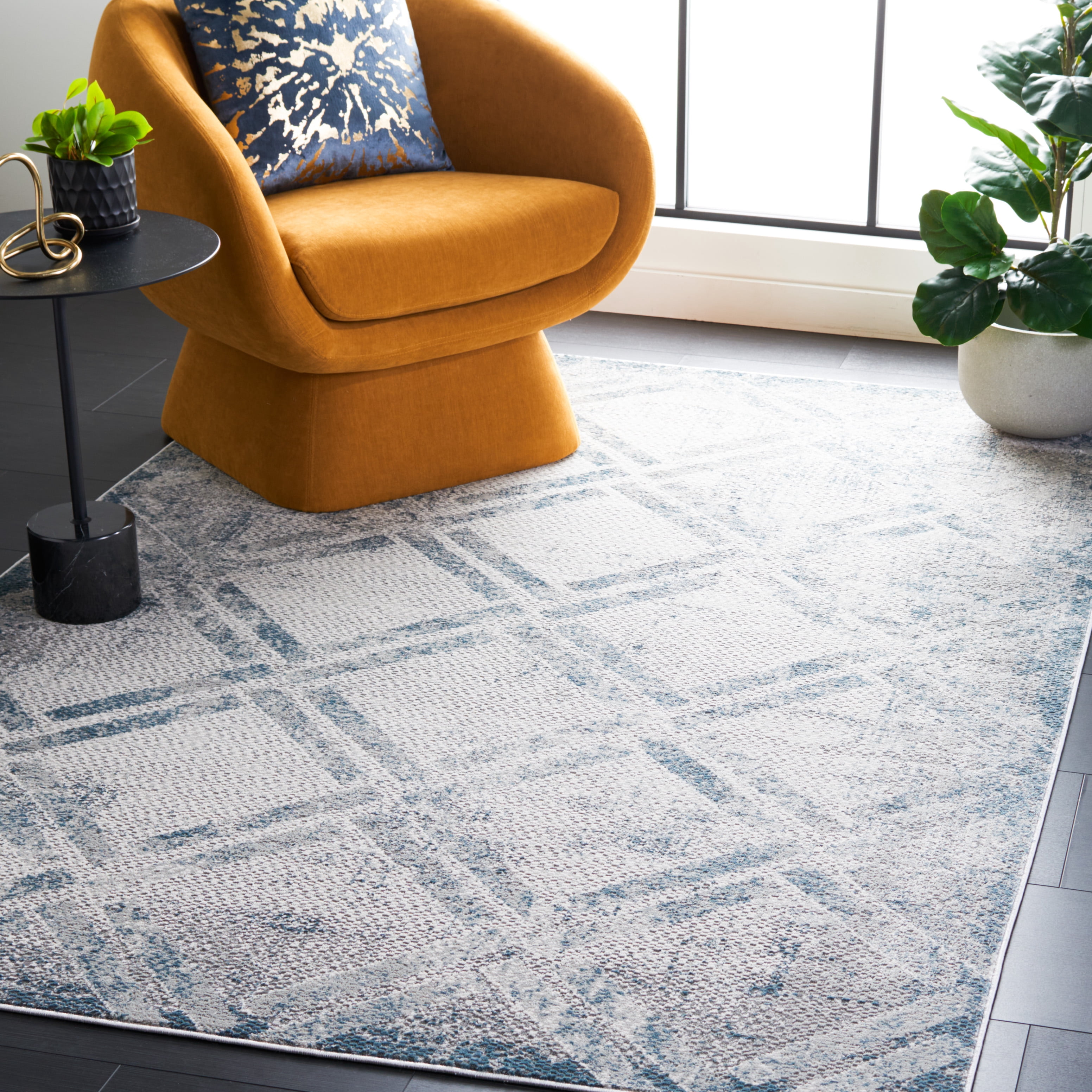 SAFAVIEH Vogue Warwick Geometric Area Rug, Grey/Blue, 4' x 6'