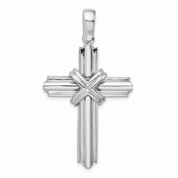 Finest Gold Sterling Silver Small Rounded X-Center with Frame Cross Pendant