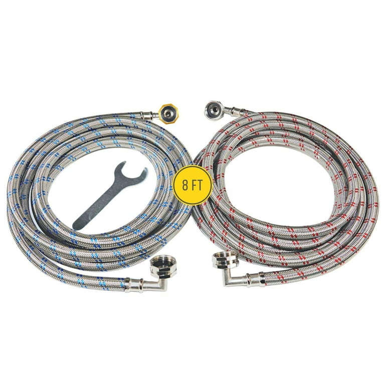 2 Pack 10 FT Washing Machine Hoses – Stainless Steel Burst Proof, Universal Fit, Easy To Install