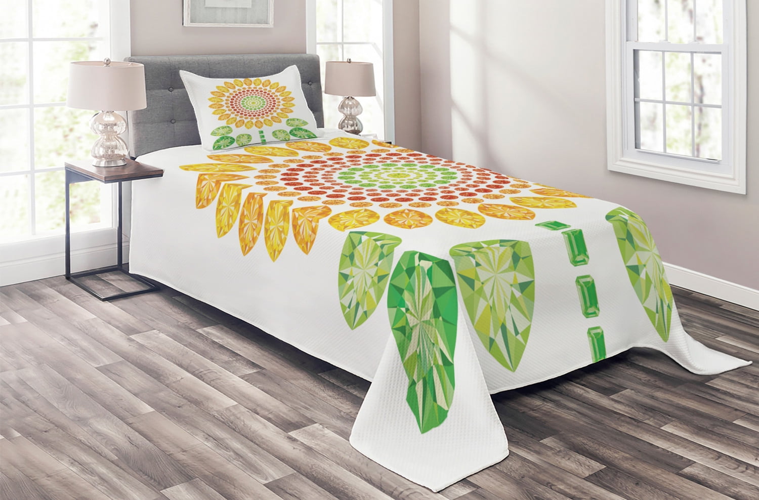 Details about   Inspirational Quilted Bedspread & Pillow Shams Set Aquarelle Print 