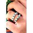 thumbnail image 3 of Dazzlingdaimonds Jewels 2.00 Ctw Round Cut Emerald & Diamond Wedding Anniversary Engagement Wrap Band Ring 14K White Gold Plated 925 Sterling Silver 925 Sterling Silver -10, 3 of 5