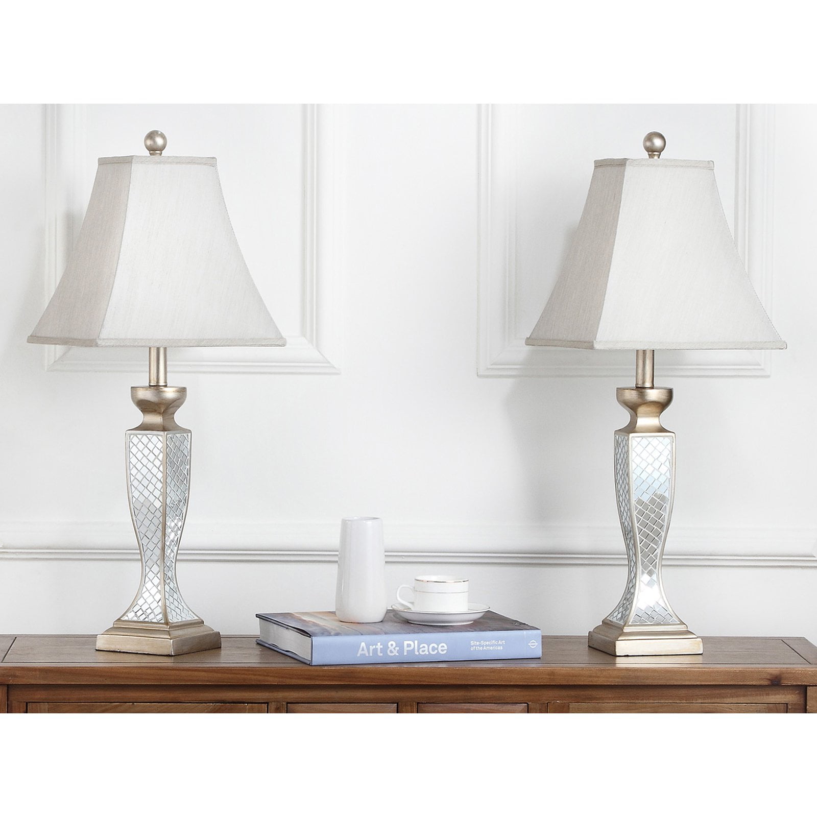 Safavieh Kailey 28 In H Glass Lattice Table Lamp Set Of 2 Walmart Com Walmart Com