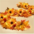 thumbnail image 3 of Guvpev Fall Decor - 9.8FT Fall Garland with Lights - Autumn Maple Leaf Garland with Sunflower & Berry - Thanksgiving Farmhouse Harvest Decorations for Mantel Porch Table Stair Indoor Outdoor Decor, 3 of 8