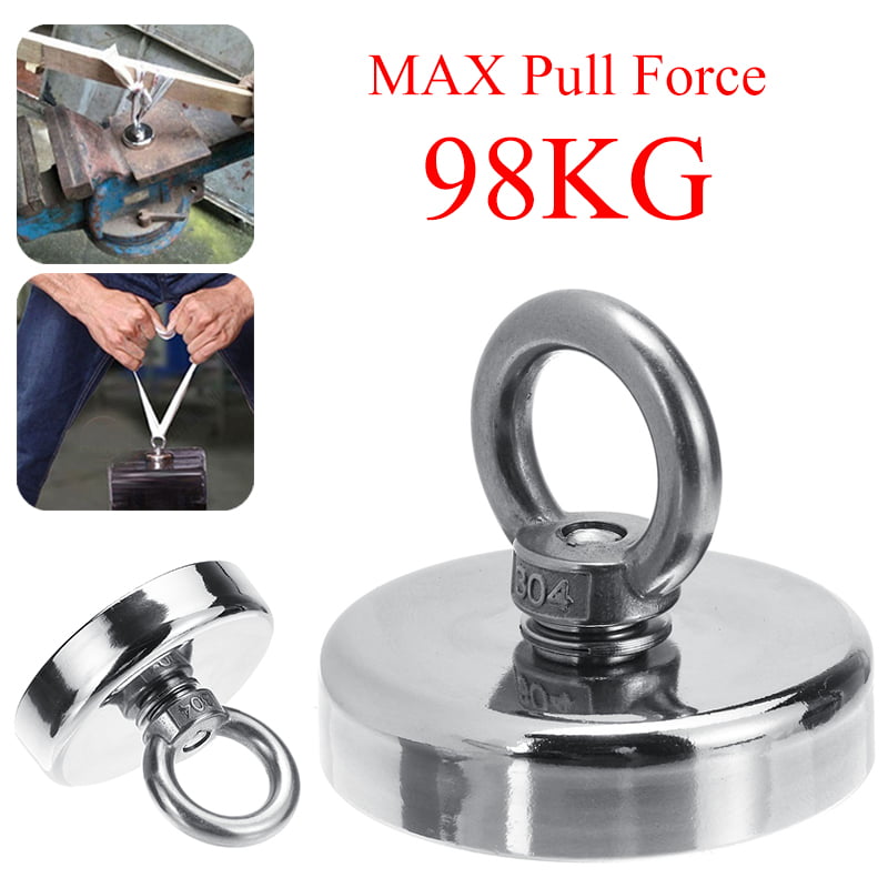 Super Strong Round Fishing Magnet NeodymiumThick Eyebolt Metal Hunting 50-150LBS 