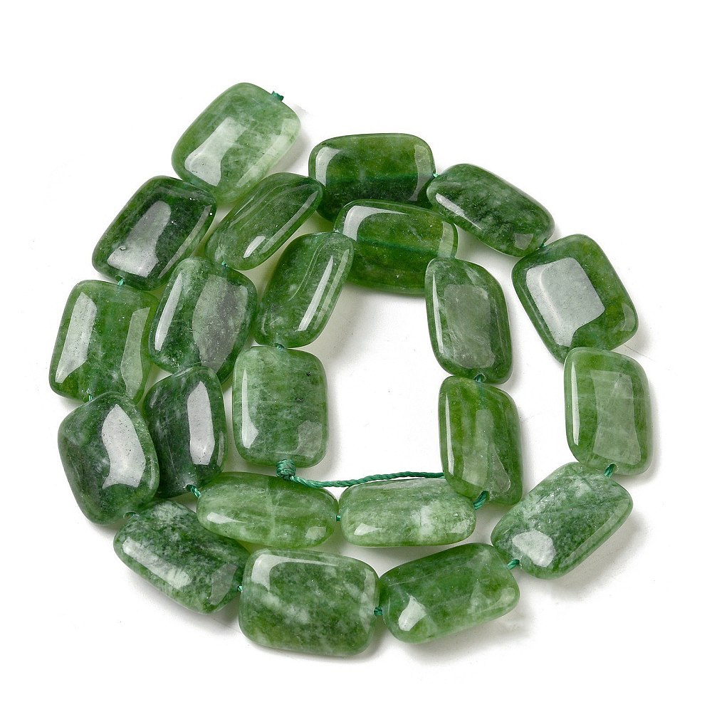 Natural Dyed Malaysia Jade Beads Strands Rectangle Green 18~18.5x13~13.5x4.5~5mm Hole: 1.2mm 22pcs/strand 15.87''(40.3cm)