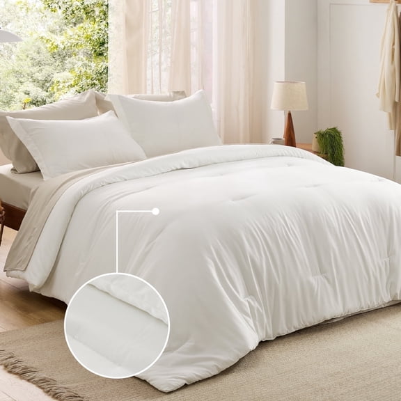 U by Bedsure Full Size Comforter Set White, 7 Pieces Soft Bedding Sets with Comforter, Sheets, Pillowcases & Shams, All Season Boho Bed in a Bag Full Size