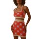 thumbnail image 2 of VISgogo - Conjunto de 2 piezas de punto para mujer, color de contraste/estampado floral, camisetas sin mangas con cuello halter y minifaldas VISgogo  moda, 2 of 9