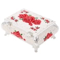 thumbnail image 4 of NFTIGB Vintage Jewelry Box Keepsake Treasure Trinket Organizer with Floral Rose Embossed Design, Zinc Alloy & Soft Velvet Interior, Silver White and Red Roses (3.74 inches / 9.5 cm), 4 of 9