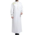 thumbnail image 2 of BSDJILFG 50% ,Mens Kaftan Thobe V-Neck Long Sleeve Muslim Robe Dubai Long Gown Saudi Arab Thobe Robes for Summer Beach S-3XL, 2 of 7