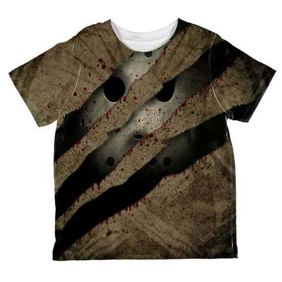 Halloween Horror Movie Mask Slasher Attack All Over Toddler T Shirt Multi 6T