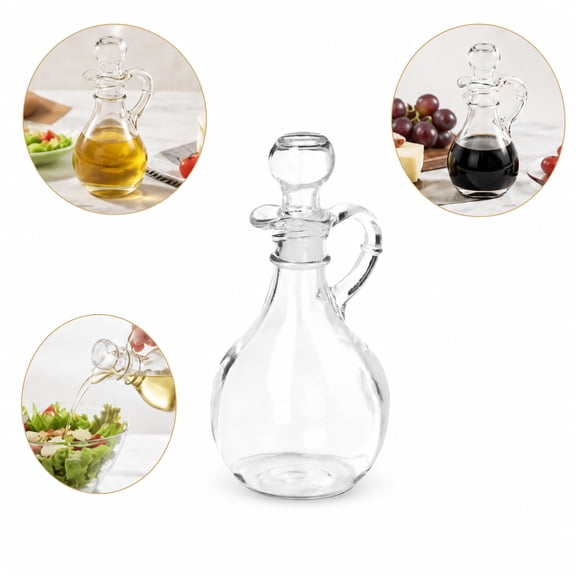 Glass Olive Oil Dispenser, Food Grade Glass Syrup Bottle with Leakproof Stopper & Pour Spout, Weighted Thick Base, Multi-Purpose Oil Dispenser for Home & Restaurant, Single Pack