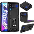thumbnail image 1 of [PST] Samsung Galaxy Z Flip 4 5G 2022 Kickstand Rotating Ring Case, Amortisseur Hybride Robuste Robuste Étui Rigide pour Téléphone, 1 of 4