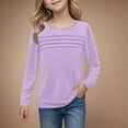 thumbnail image 2 of Overall for Baby Girl Plain Tops Girls Pleated Front Long Sleeve Shirts Kids Puffed Soft Cute Casual Crewneck T Shirts Tops, 2 of 8