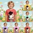 thumbnail image 3 of Toddler Boy Easter Outfit Retro Comfortable Blue Egg Bunny Print Summer Easter Tshirt Bunny Short Sleeve Shirt for Boys Girls Kids Tees T-Shirts, 3 of 5