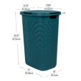 thumbnail image 3 of 60L Slim Laundry Hamper, Clothes Basket, Lid, Wicker Design, Plastic, 17.65" L x 13.75" W x 24.15" H, Blue, 3 of 7