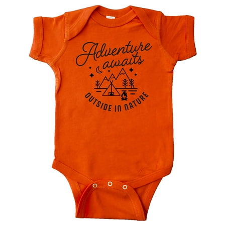 

Inktastic Adventure Awaits Outside in Nature with Tent and Mountains Gift Baby Boy or Baby Girl Bodysuit