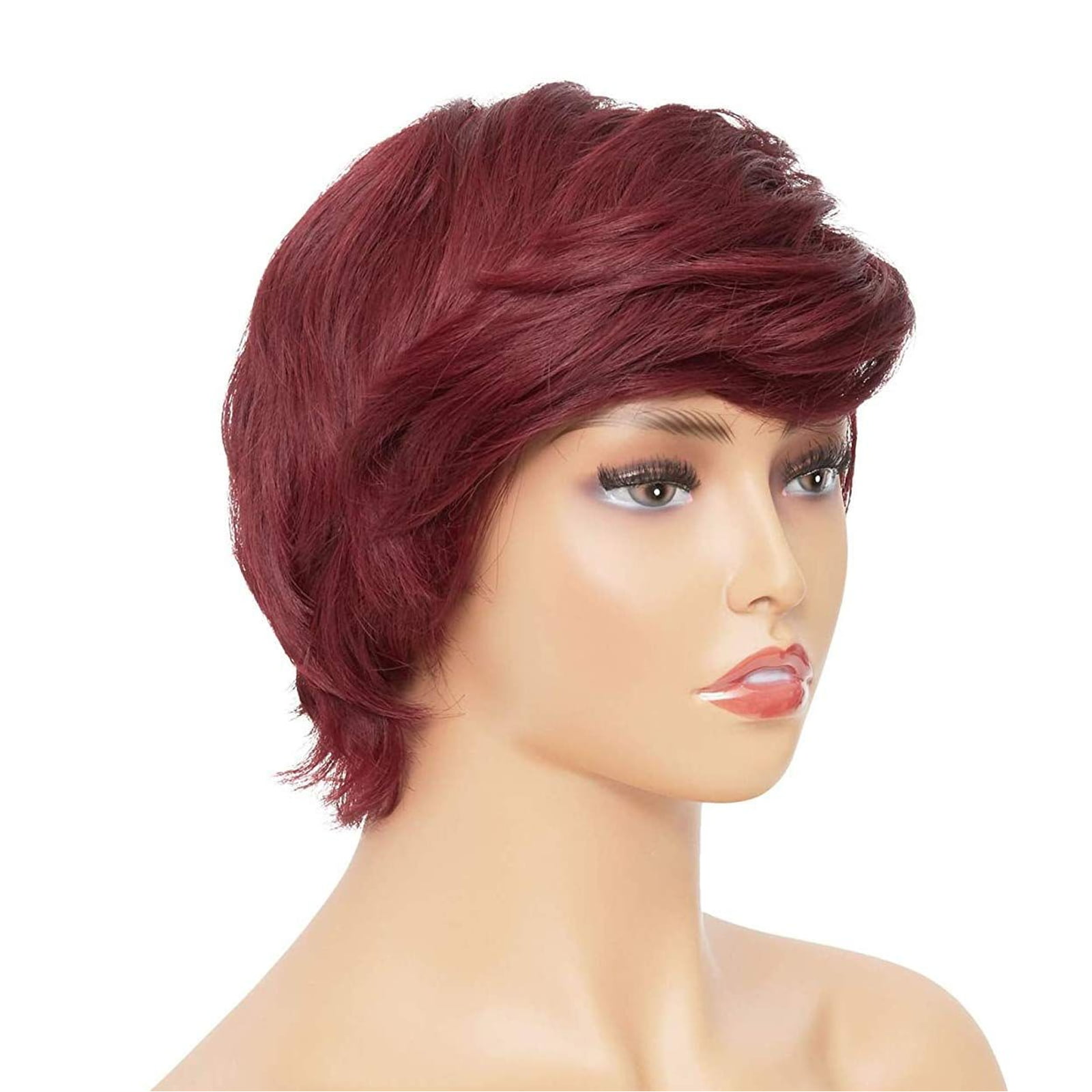 New Short Pixie Cut Wigs Women Synthetic Curly Hair Wig Ombre Layered Wavy Party