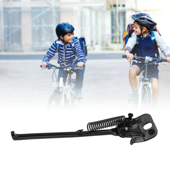 Kids Bike Side Kickstand, High Strength Anti Skid Black High Elastic Spring Children Bike Kickstand Carbon Steel Easy To Install  for Outdoor Riding For 14in Tire
