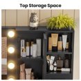 thumbnail image 3 of Afuhokles Vanity with Lighted Mirror and Charging Station, Farmhouse Makeup Vanity Desk with Storage Shelves, Black, 3 of 6