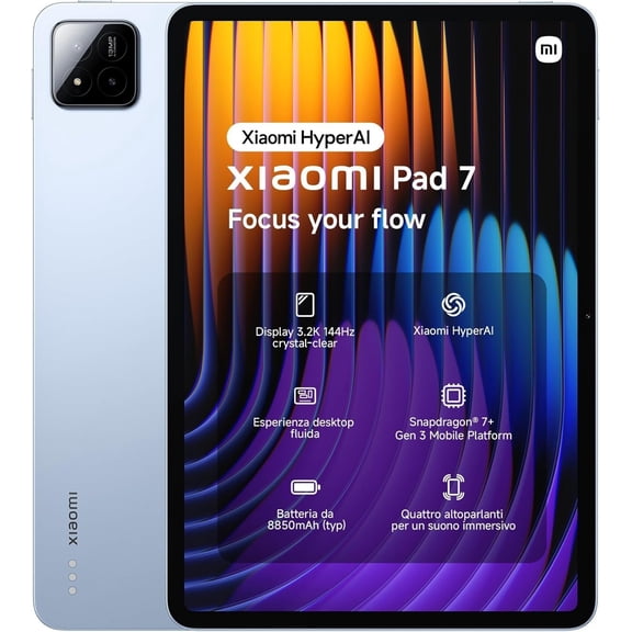 Xiaomi Pad 7 Ai WiFi Version Global No Calls or Text 11.2 inches 3.2K 144Hz 8850mAh Bluetooth 5.4 Four Speakers 13 Mp Model 2410CRP4CG Blue, 256GB   8GB