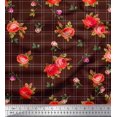 thumbnail image 1 of Soimoi Polyester Crepe Fabric Check,Leaves & Rose Flower Print Sewing Fabric Yard 52 Inch Wide, 1 of 3
