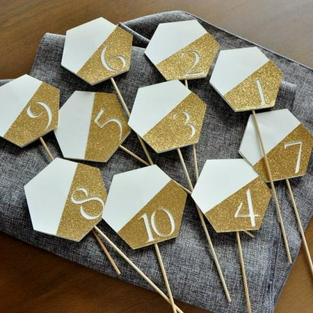Table Number Sticks Gold Ivory And Gold Wedding Decorations Table