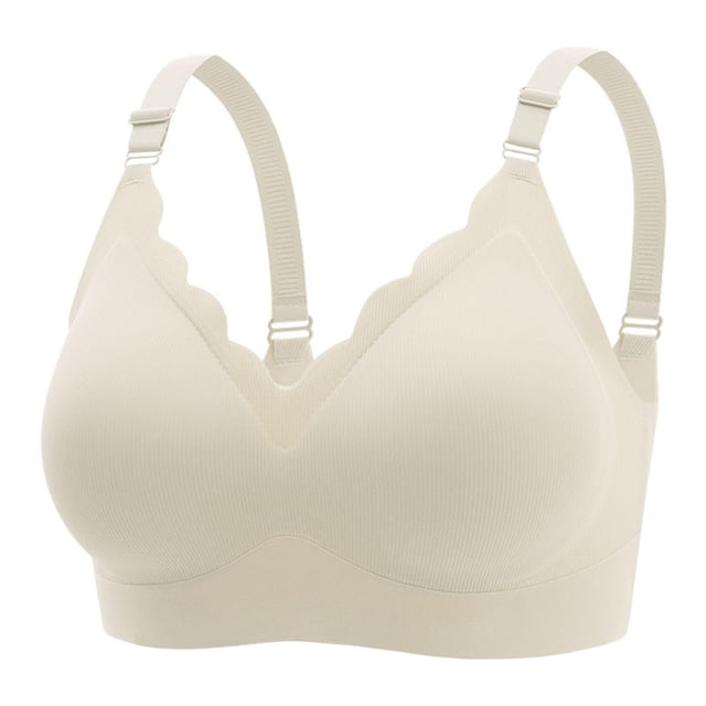 JIUKE Full Coverage Bras for Women Wireless Seamless Smoothing Sleep Bras Adjustable Strap Soft Bras White M