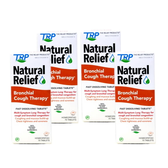 4 Pack - TRP Natural Relief Bronchial Cough Therapy Fast Dissolving Tablets, 70 count