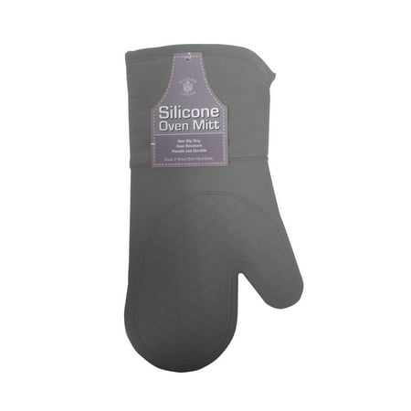 Simplicity Oven Mitt - Sultan Linens Silicone Oven Mitt with Cotton Filling, Grey