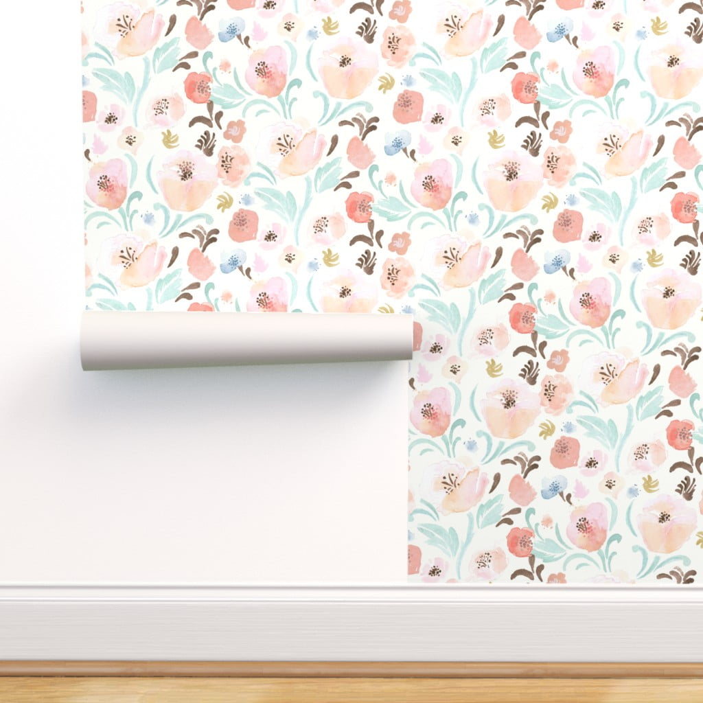 Self Adhesive Wallpaper in Pink  Peach Floral Design  WallMantra