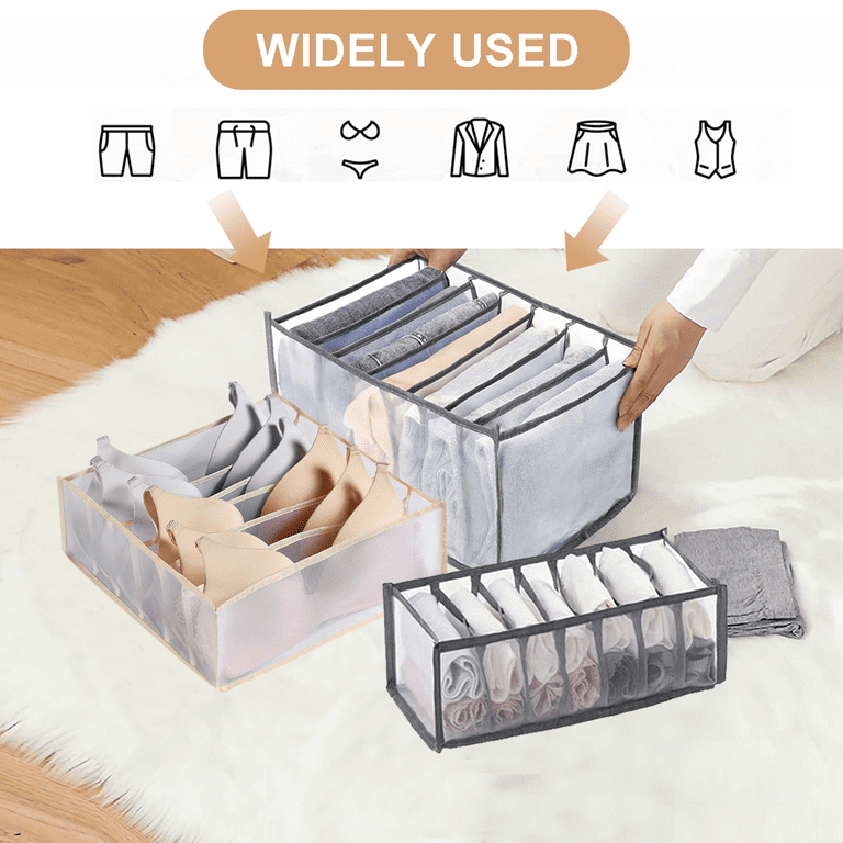 Uaker 7 PCS Drawer Organizers for Clothing, Foldable Dividers