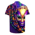 thumbnail image 5 of BiZtdJrK Lightning Prime Sales Mardi Gras Outfit for Men, Fashion Novelty Printed Button Up Cuban Shirts Casual Turndown Collar Blouses Plus Size Holiday Summer Top Multicolor XL, 5 of 6