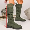thumbnail image 3 of Womens Knee High Boots Slouchy Suede Lace up Tall Riding Boots Lug Sole Chunky Heel Round Toe Over the Knee Boots, 3 of 7
