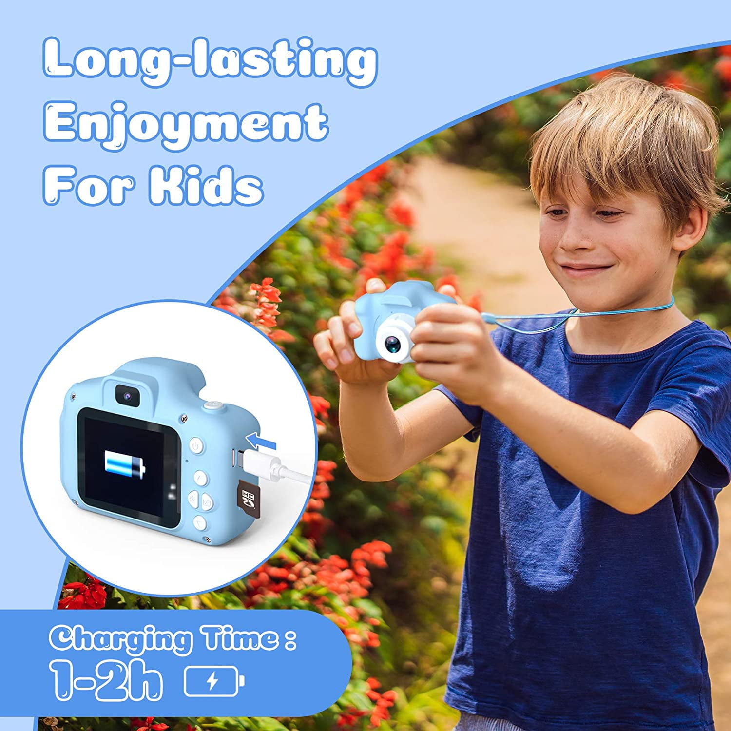 Kids Toys for 3 4 5 6 7 8 9 Year Old Children Birthday for Girls and Boys HD1080P Digital Video Selfie Cameras for Toddler with 32GB SD Card Blue Tanhoo Kids Camera 