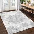 thumbnail image 2 of HOMERRY Foldable Area Rug 5' x 7' Washable Floral Geometric Rug Anti-Slip Backing Rugs for Living Room, Gray, 2 of 6
