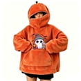 thumbnail image 6 of AHMOMEI Halloween 3D Pumpkin Hoodies Zip Mask Fuzzy Unisex Cute Ghost Sweatshirt with 3D Hood & Kangaroo Pocket Spooky Orange Hoodie for Halloween Party Daily Wear L, 6 of 7