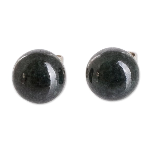 NOVICA Jade stud earrings, 'Jade Shadows'