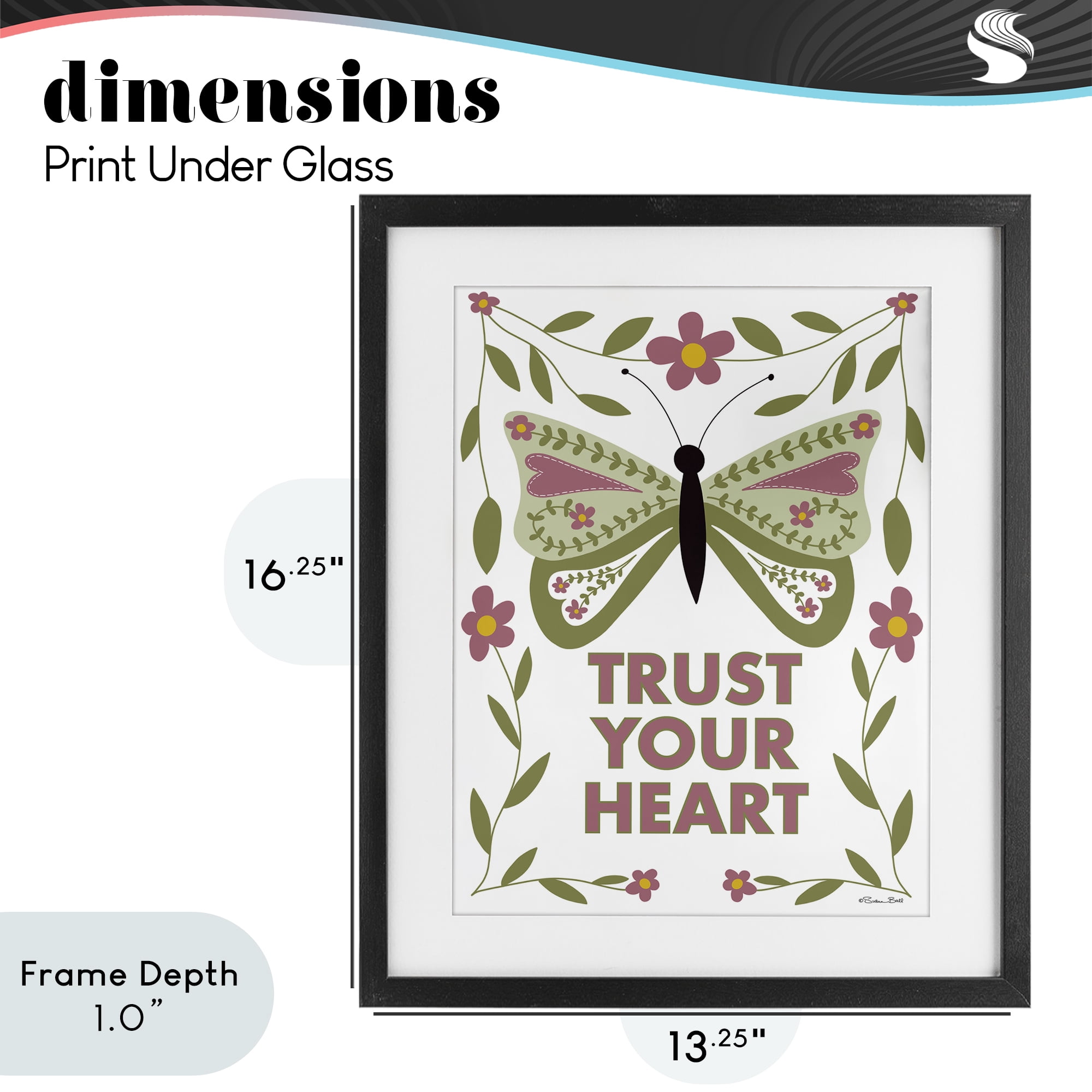 Stupell Industries Trust Your Heart Symmetrical Black Framed Print Under Glass, design by Susan Ball