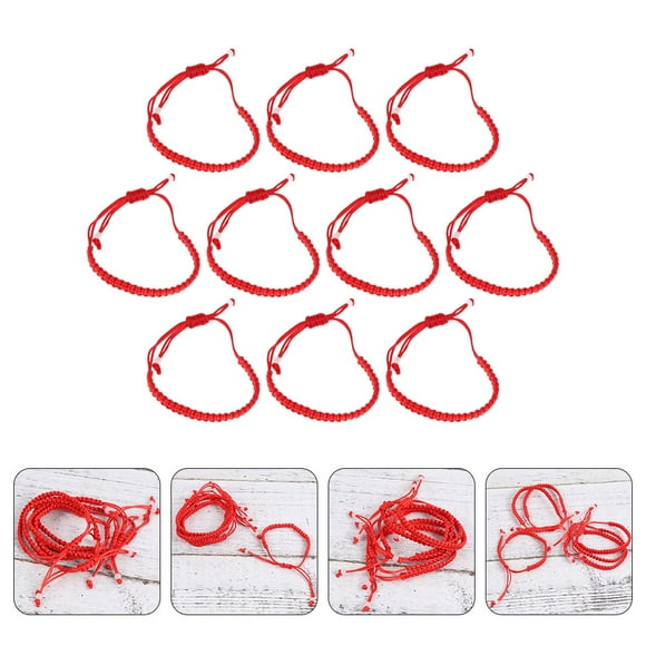 OULII 10 Pcs Handmade Braided Bracelet Chinese Red Bracelets Brings Luck for Everyday Wear Jewelry