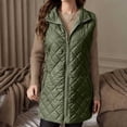 thumbnail image 4 of WTOBBY Women's Long Quilted Sleeveless Vest, Lightweight Zip Up Padded Gilet, Solid Color Warm Outerwear, Fashion Insulated Tank, Perfect for Layering in Cold Weather,Army Green S, 4 of 8