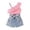 Pink, variant on Girls Clothes 2PCS Off Shoulder Tank Top and Denim Skirt Shorts Set Girls Summer Outfits Set 5-6 Years