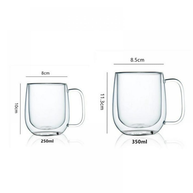 Double Wall Glass Coffee Mugs Set of 2, 16 oz Insulated Coffee Mug with  Handle, Clear Borosilicate G…See more Double Wall Glass Coffee Mugs Set of  2