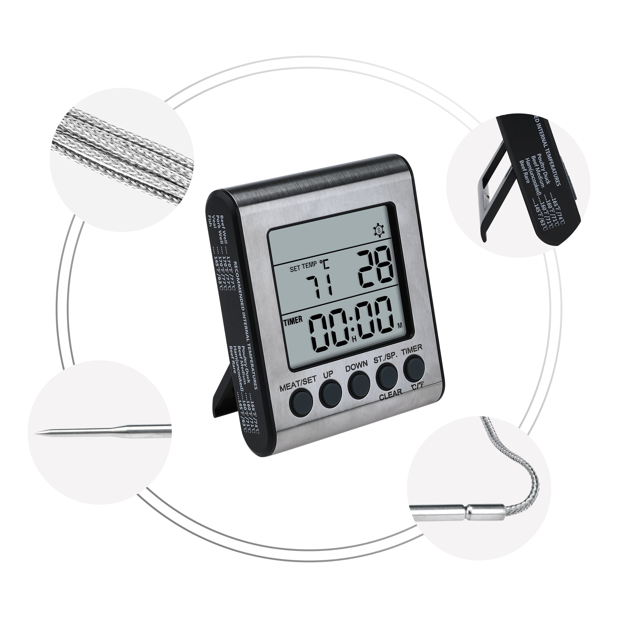 Unique Bargains Digital Meat Instant Read Cooking Thermometer Single Probe