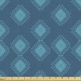 thumbnail image 1 of Ethnic Fabric by the Yard, Traditional Bohemian Rhombuses with Zigzags Geometrical Culture Art, Decorative Upholstery Fabric for Sofas and Home Accents, Dark Sky Blue Sea Blue by Ambesonne, 1 of 5