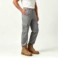 thumbnail image 3 of Men's Cargo Pants Elastic Waist Multiple Pockets Cuffed Casual Spring Fall Workwear Pants, 3 of 9