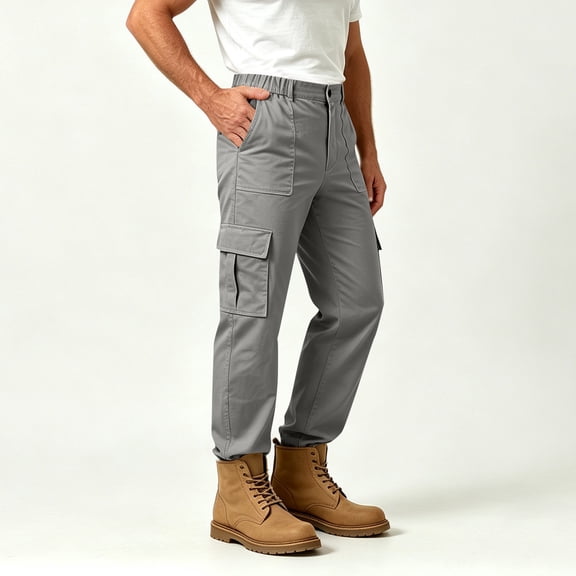 COSFO Mens Cargo Pant Hiking Tactical Outdoor Work Pants Slim Fit Solid Multi Pocket Straight Leg Men Pants