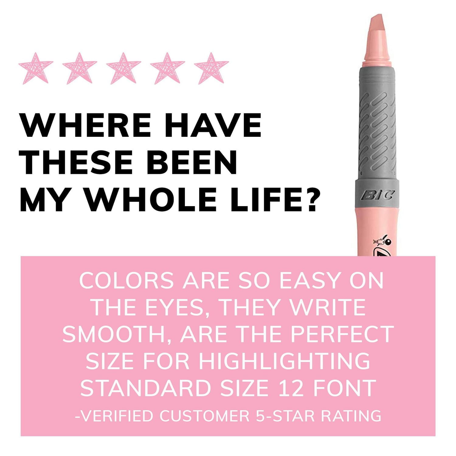 Ensemble de surligneurs pastel grip BIC Brite Liner, pointe biseaute, bote de 12 surligneurs pastel de couleurs assorties, jolis surligneurs pour la rdaction de carnets, la prise de notes, etc.