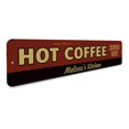 thumbnail image 3 of Hot Coffee Served Here Novelty Sign, Metal Wall Decor - 4x18 inches, 3 of 4